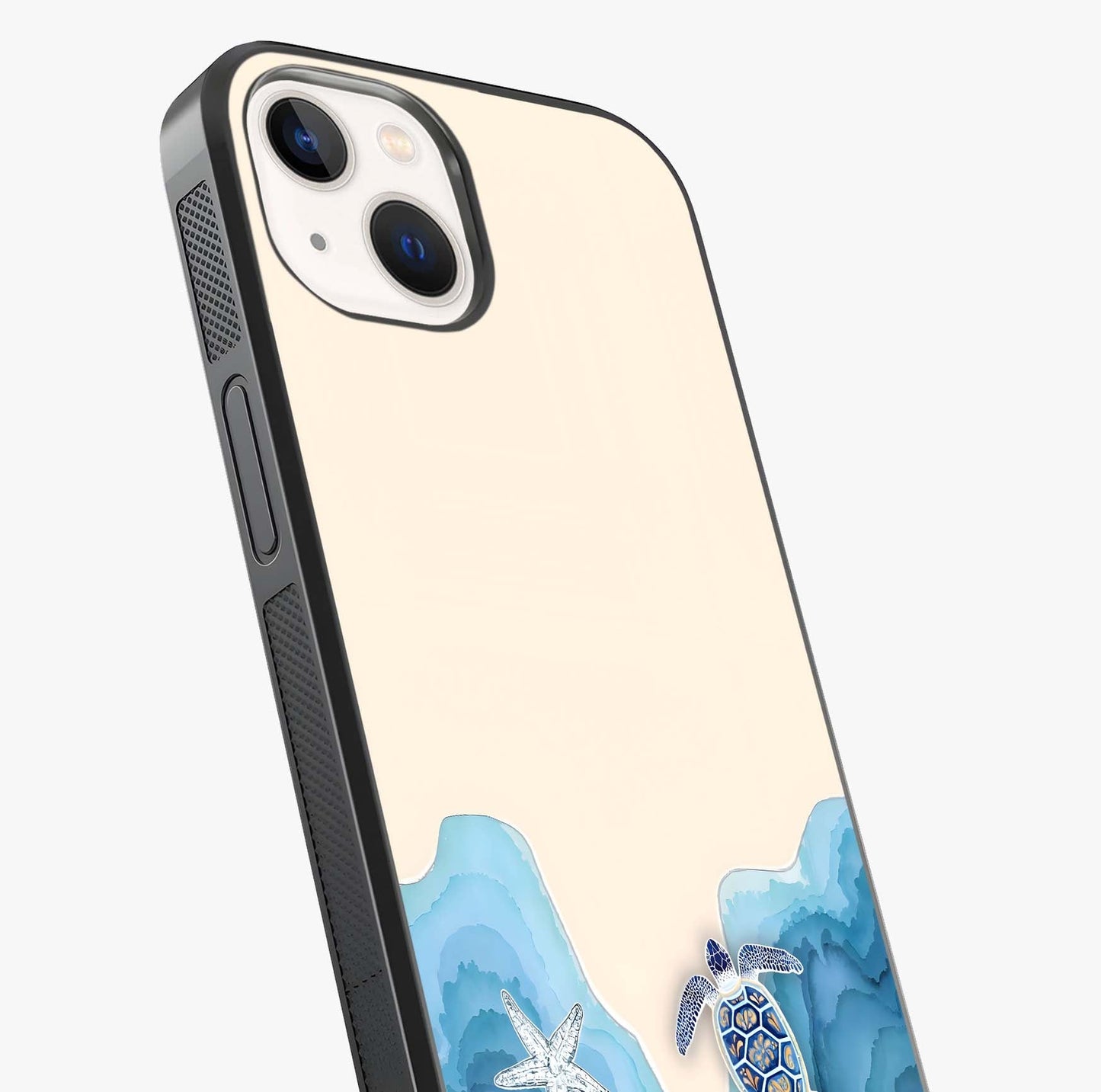 Ocean Drift Turtle Glass Case captured at a warm angle highlighting gloss, texture and premium glass finish.