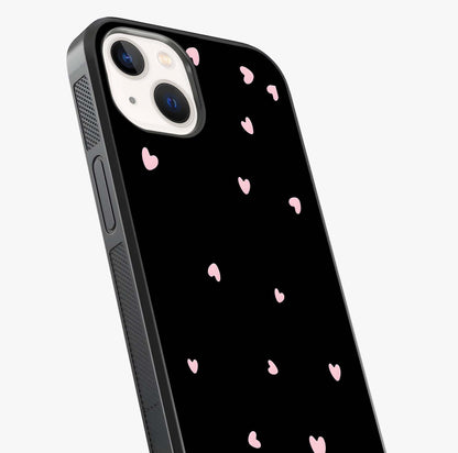Pink Love Drops Glass Case captured at a warm angle highlighting gloss, texture and premium glass finish.