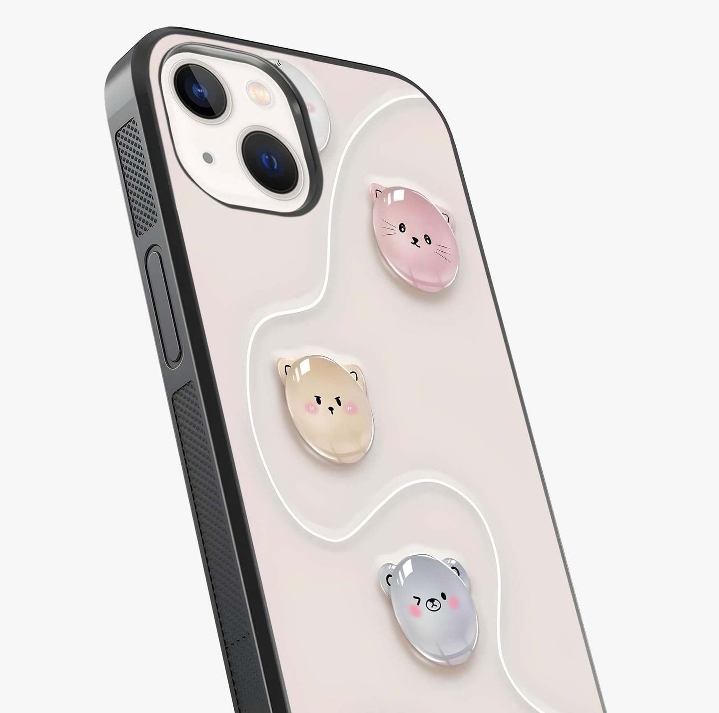 Puffy Face Parade Glass Case captured at a warm angle highlighting gloss, texture and premium glass finish.