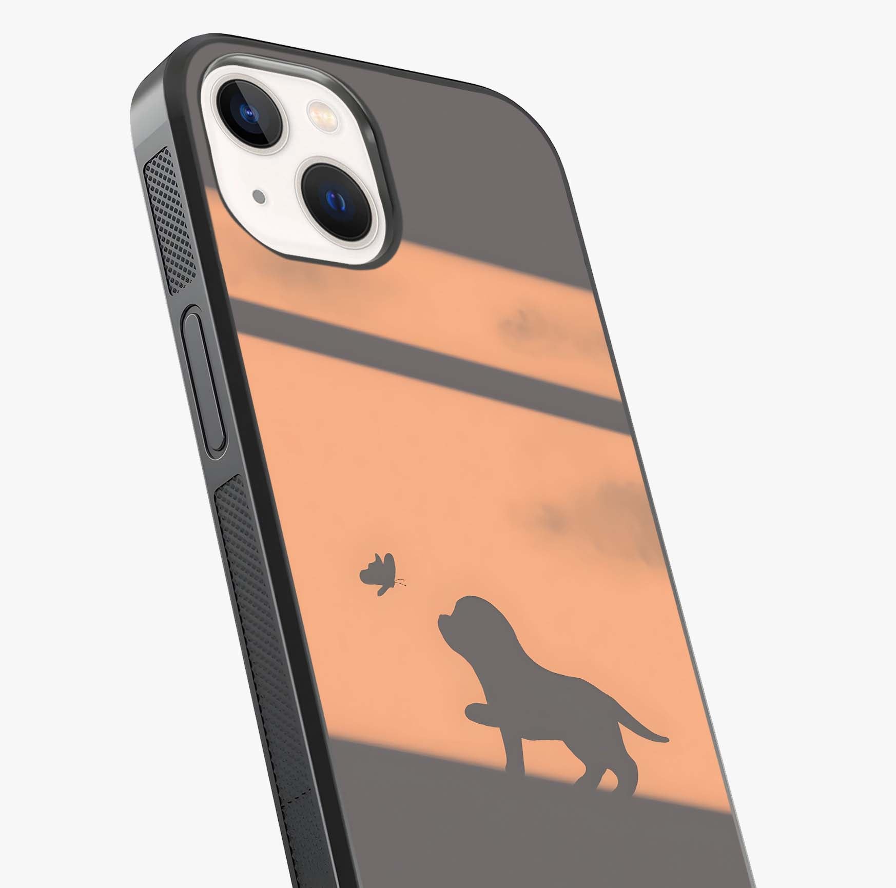 Puppy Shadow Art Glass Case captured at a warm angle highlighting gloss, texture and premium glass finish.