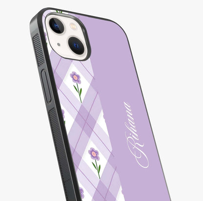 Purple Diamond Floral Glass Case captured at a warm angle highlighting gloss, texture and premium glass finish.