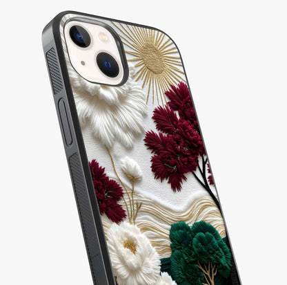 Radiant Bloom Elegance Glass Case captured at a warm angle highlighting gloss, texture and premium glass finish.
