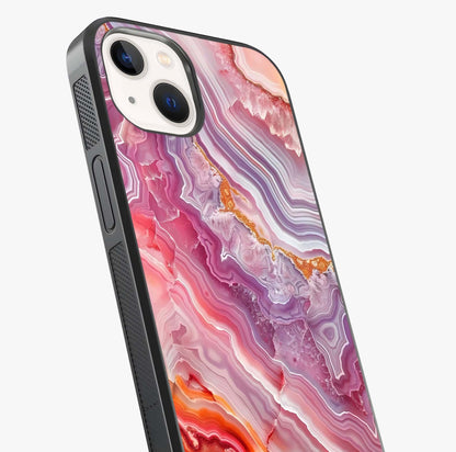 Rose Quartz Marble Glass Case captured at a warm angle highlighting gloss, texture and premium glass finish.