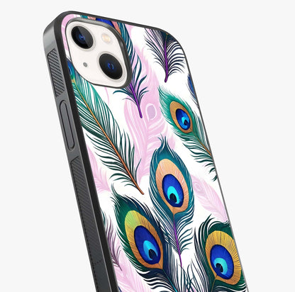 Royal Peacock Feathers Glass Case captured at a warm angle highlighting gloss, texture and premium glass finish.