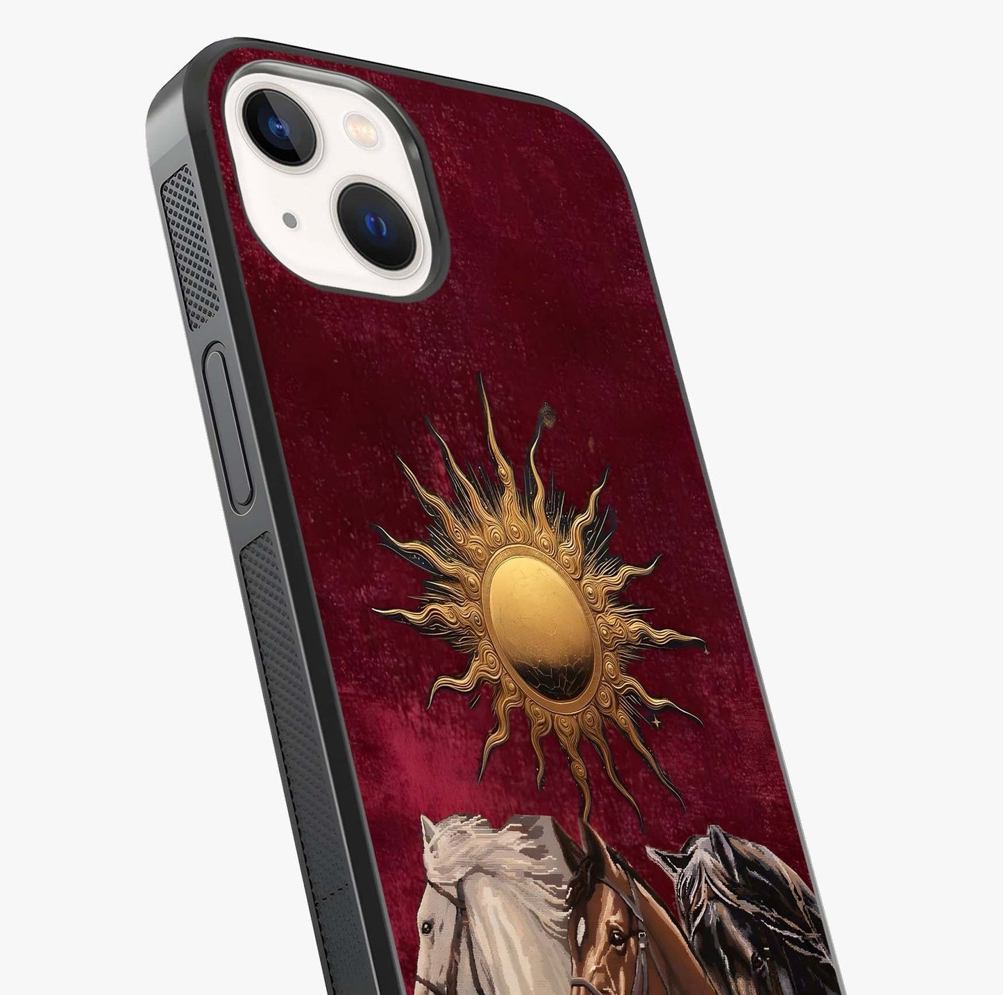 Solar Riders Glass Case captured at a warm angle highlighting gloss, texture and premium glass finish.