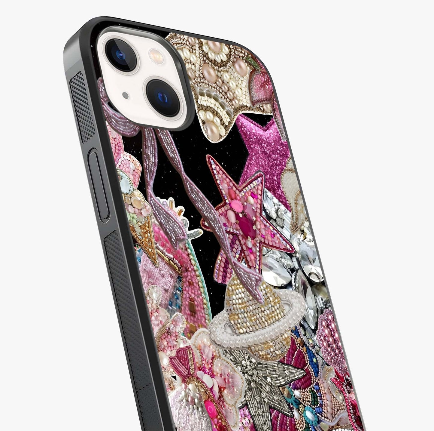 Starlit Jewel Dream Glass Case captured at a warm angle highlighting gloss, texture and premium glass finish.
