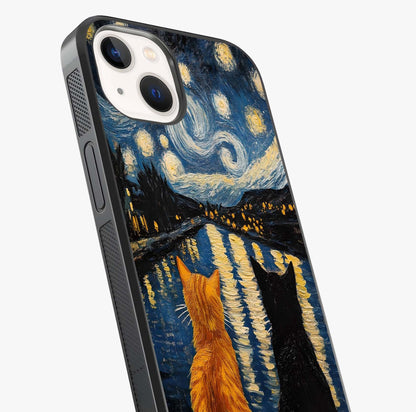 Starry River Cats Glass Case captured at a warm angle highlighting gloss, texture and premium glass finish.