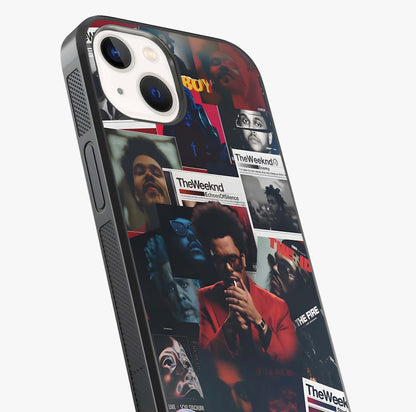 The Weeknd Glass Case captured at a warm angle highlighting gloss, texture and premium glass finish.