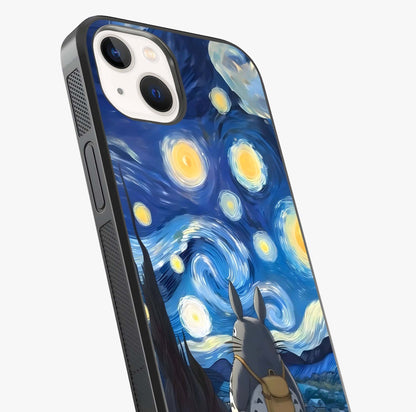 Totoro In Van Gogh Art Glass Case captured at a warm angle highlighting gloss, texture and premium glass finish.