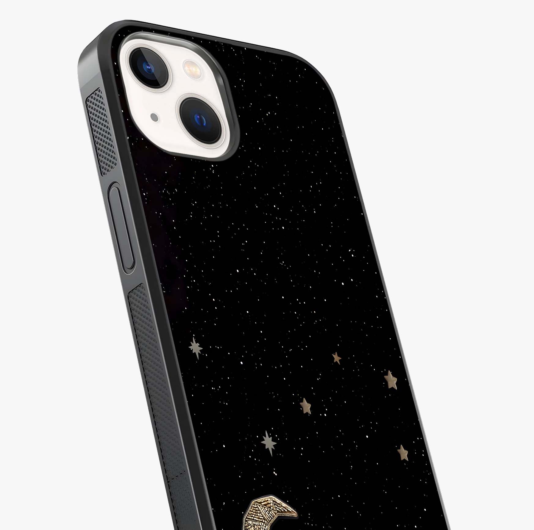 Twinkle Star With Half Moon Glass Case captured at a warm angle highlighting gloss, texture and premium glass finish.