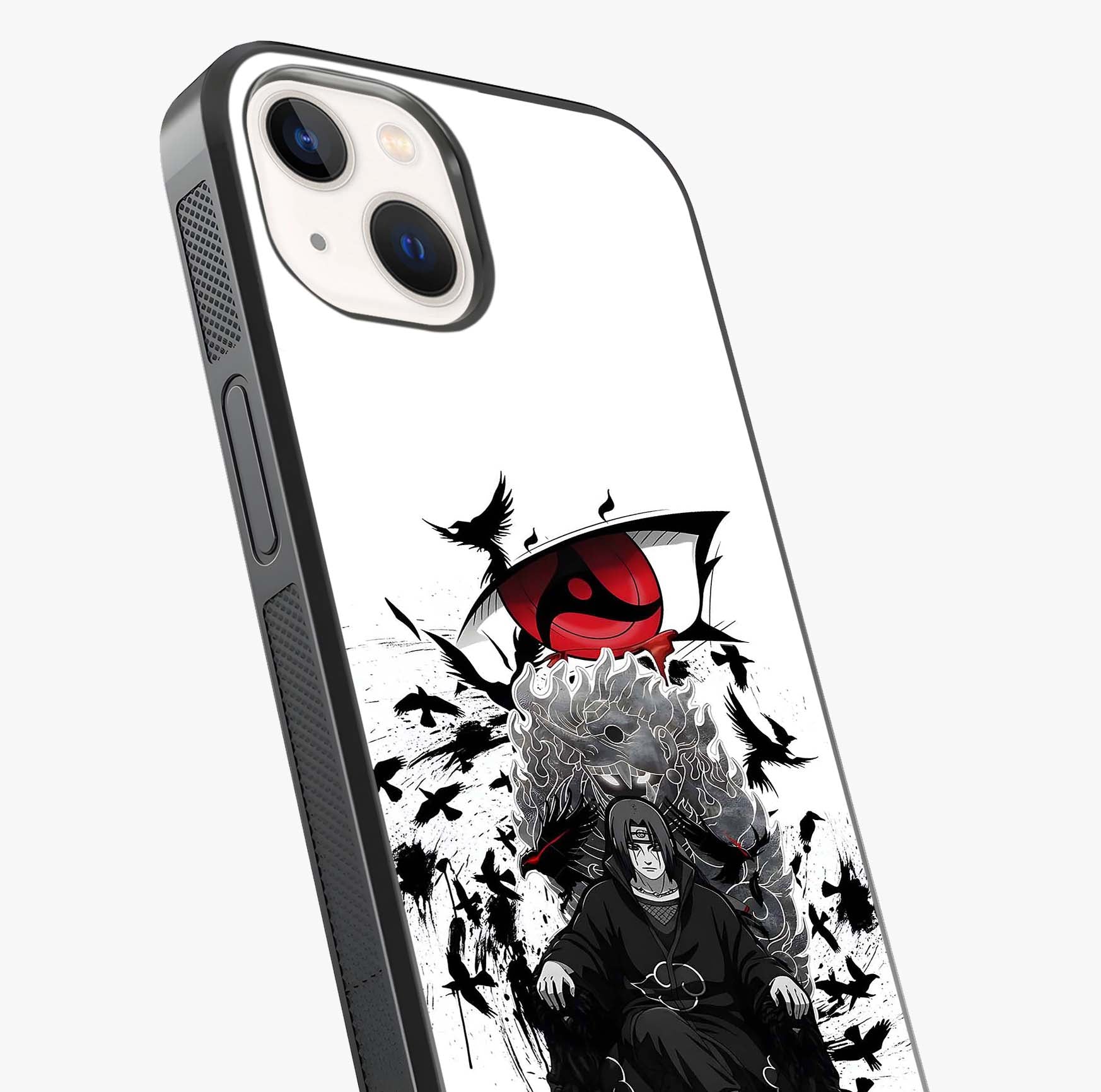 Uchiha Shadow Throne Glass Case captured at a warm angle highlighting gloss, texture and premium glass finish.