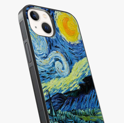 Van Gogh Art Glass Case captured at a warm angle highlighting gloss, texture and premium glass finish.