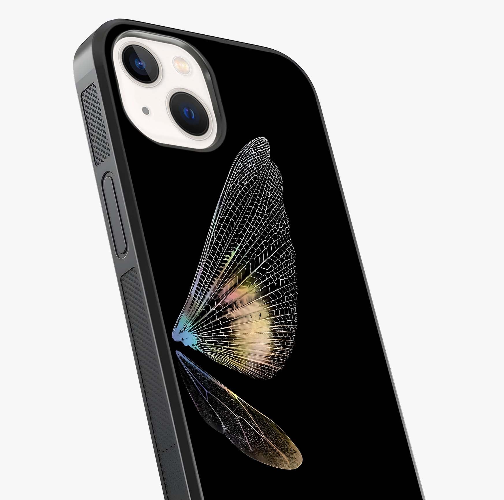 Whispers Of Wings Glass Case captured at a warm angle highlighting gloss, texture and premium glass finish.