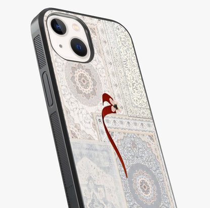 White Aesthetic Bow Glass Case captured at a warm angle highlighting gloss, texture and premium glass finish.