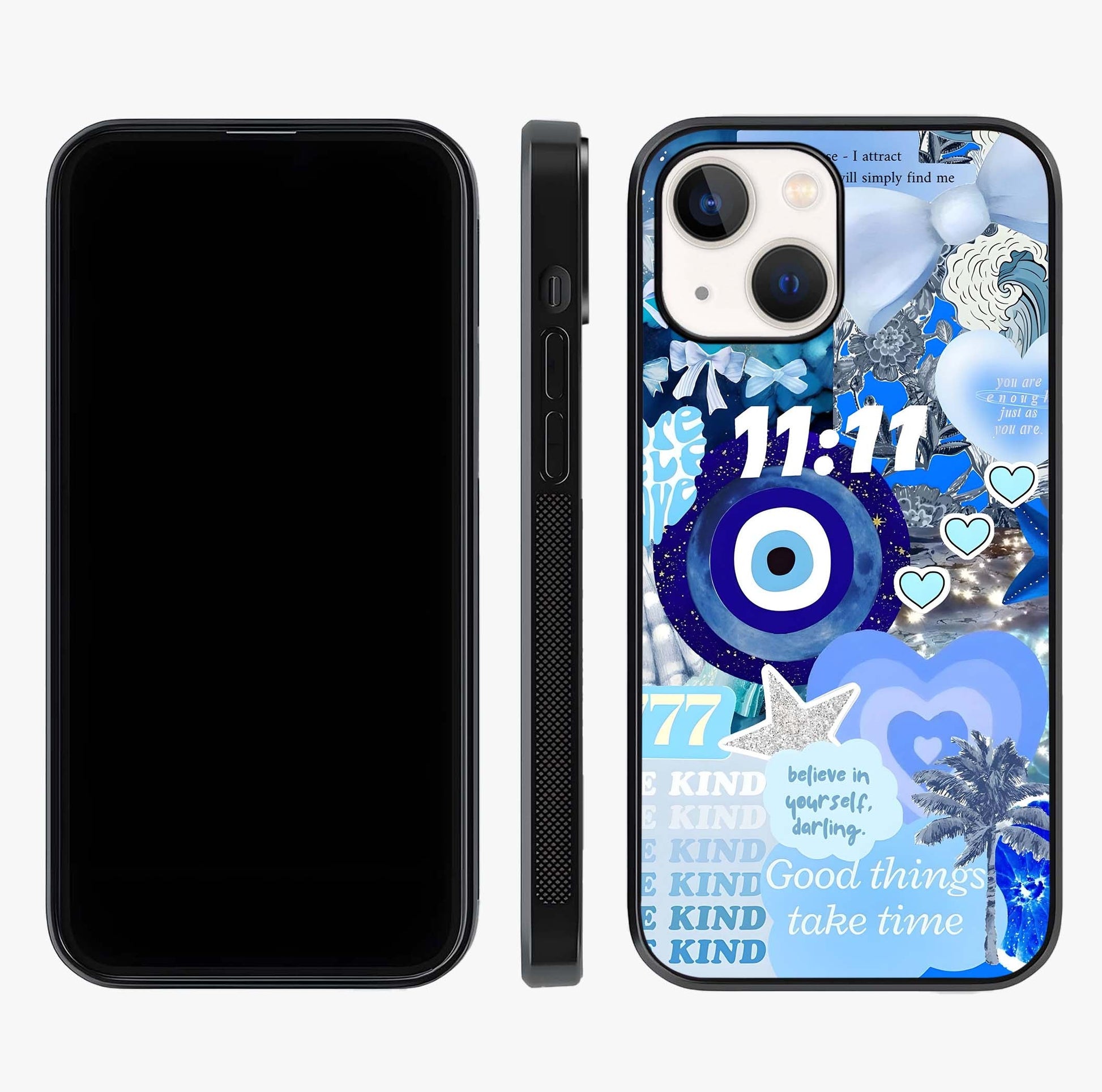 Aesthetic Be Kind Eye Glass Case displayed upright for full design visibility and premium finish.