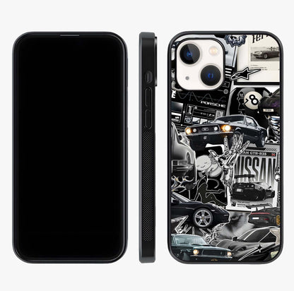 Aesthetic Dark Love Glass Case displayed upright for full design visibility and premium finish.