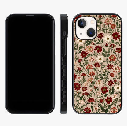 Biege Flower With Leaf Glass Case displayed upright for full design visibility and premium finish.