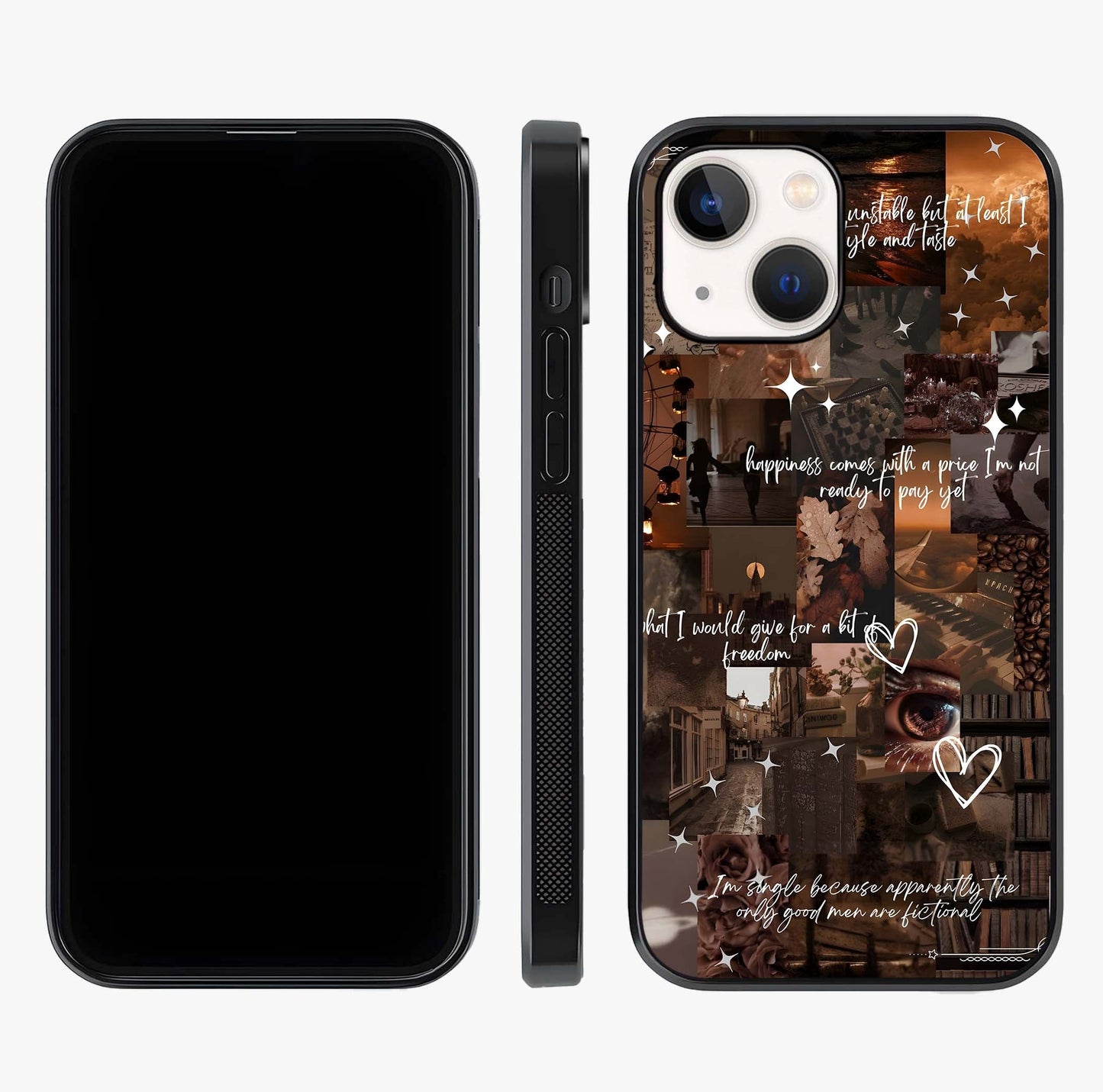 Bittersweet Aesthetic Chaos Glass Case displayed upright for full design visibility and premium finish.