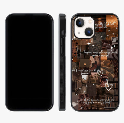 Bittersweet Aesthetic Chaos Glass Case displayed upright for full design visibility and premium finish.