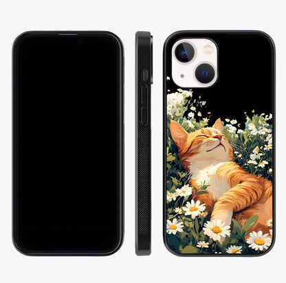 Blissful Bloom Cat Glass Case displayed upright for full design visibility and premium finish.