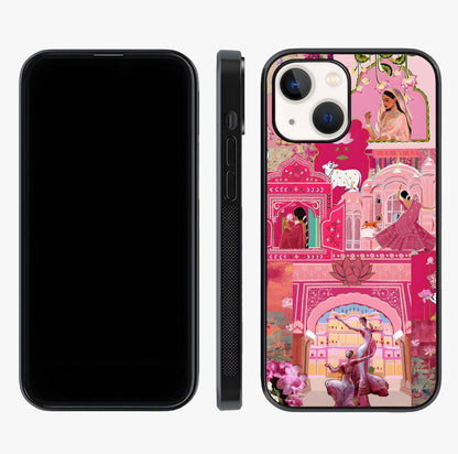 Blossoms Of Rajasthan Glass Case displayed upright for full design visibility and premium finish.