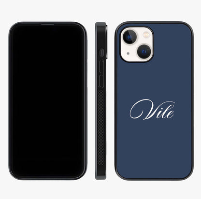 Blue Background Personalized Custom Name Glass Case displayed upright for full design visibility and premium finish.