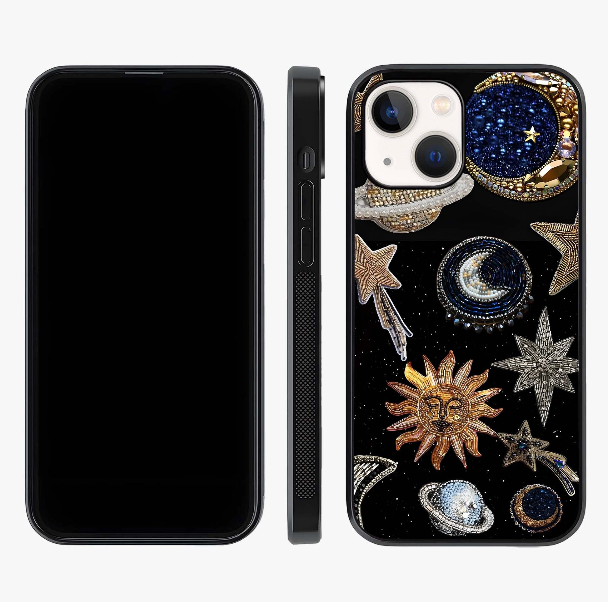 Celestial Gem Constellations Glass Case displayed upright for full design visibility and premium finish.
