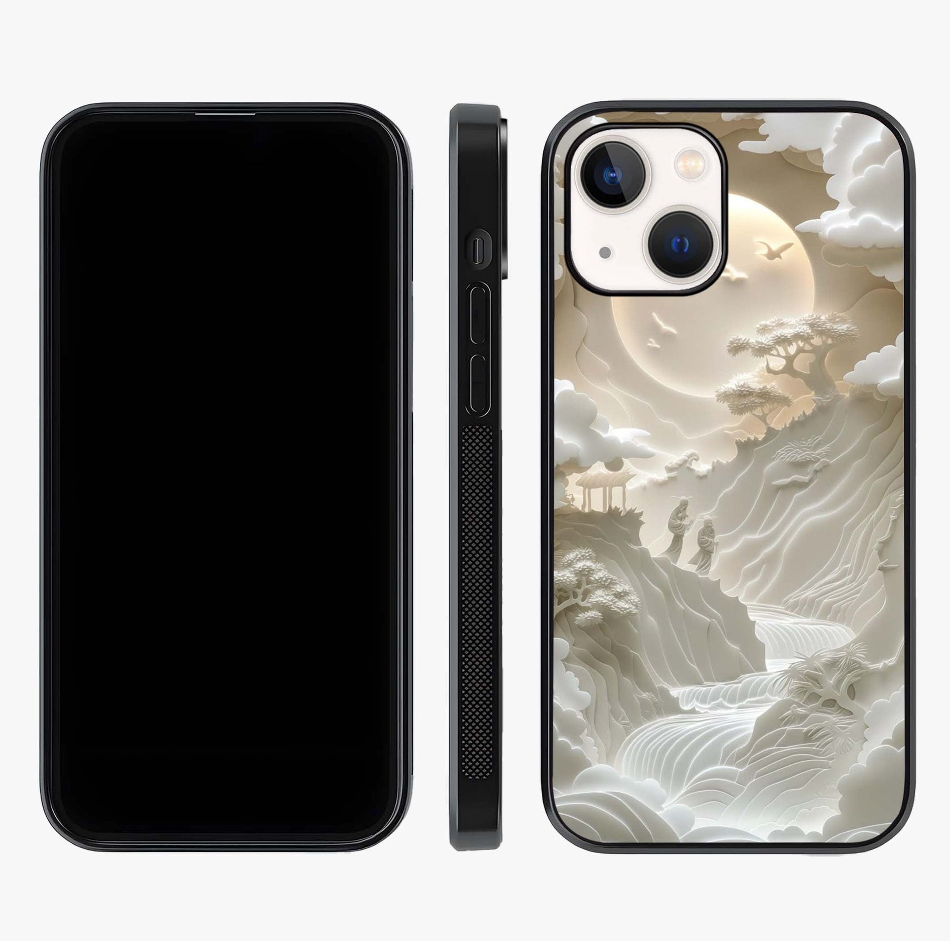 Celestial Origami Glass Case displayed upright for full design visibility and premium finish.