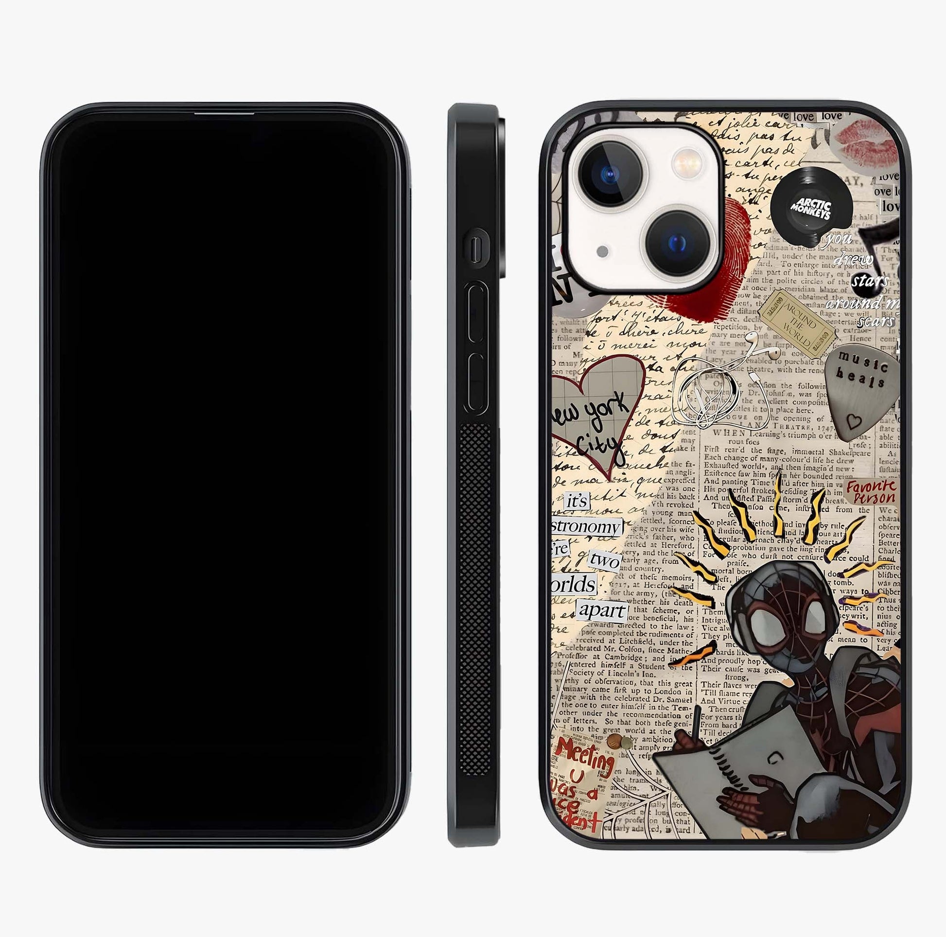 City Dream Sketch Glass Case displayed upright for full design visibility and premium finish.