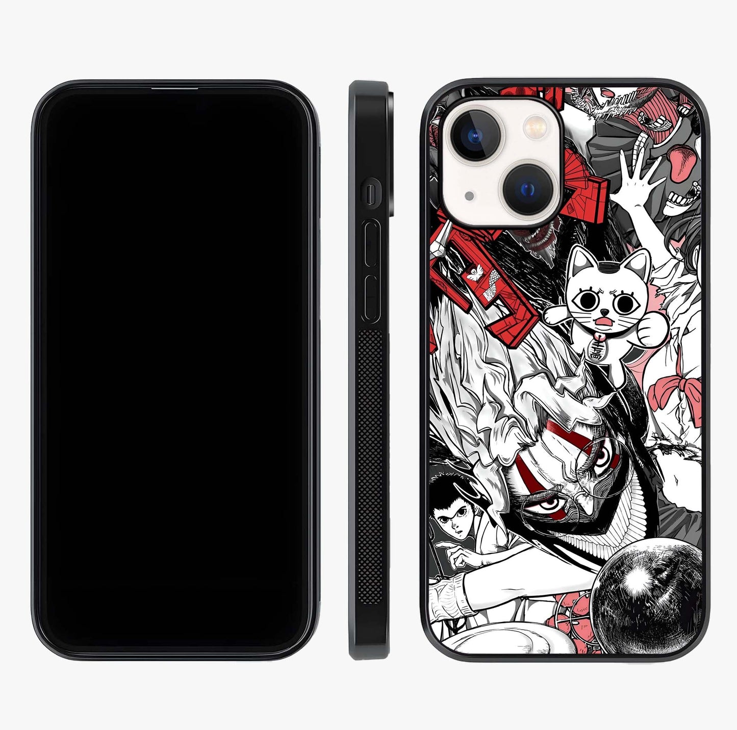 Crimson Chaos Panel Glass Case displayed upright for full design visibility and premium finish.