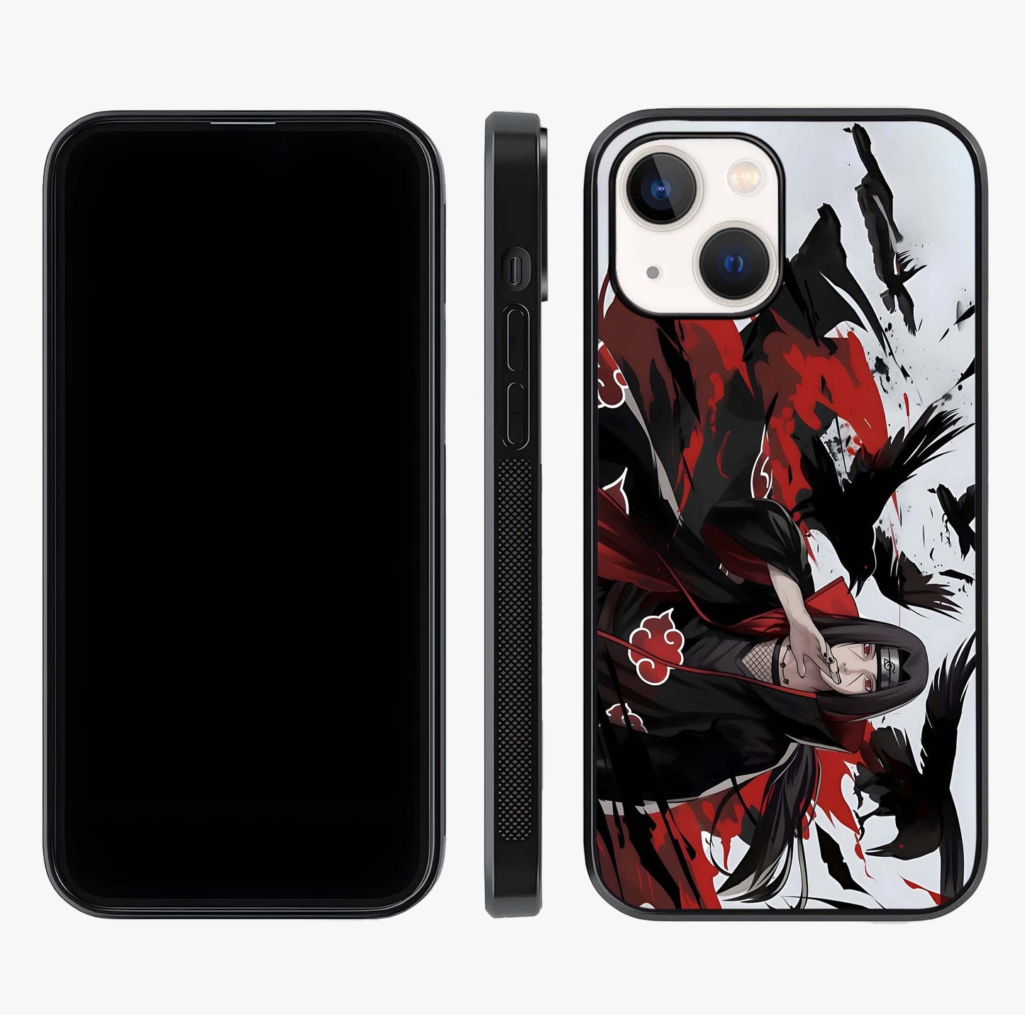 Crimson Crow Illusion Glass Case displayed upright for full design visibility and premium finish.