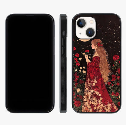 Crimson Dreams Glass Case displayed upright for full design visibility and premium finish.