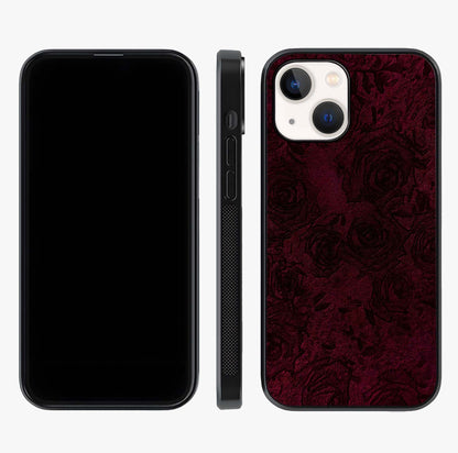 Crimson Fade Flow Glass Case displayed upright for full design visibility and premium finish.