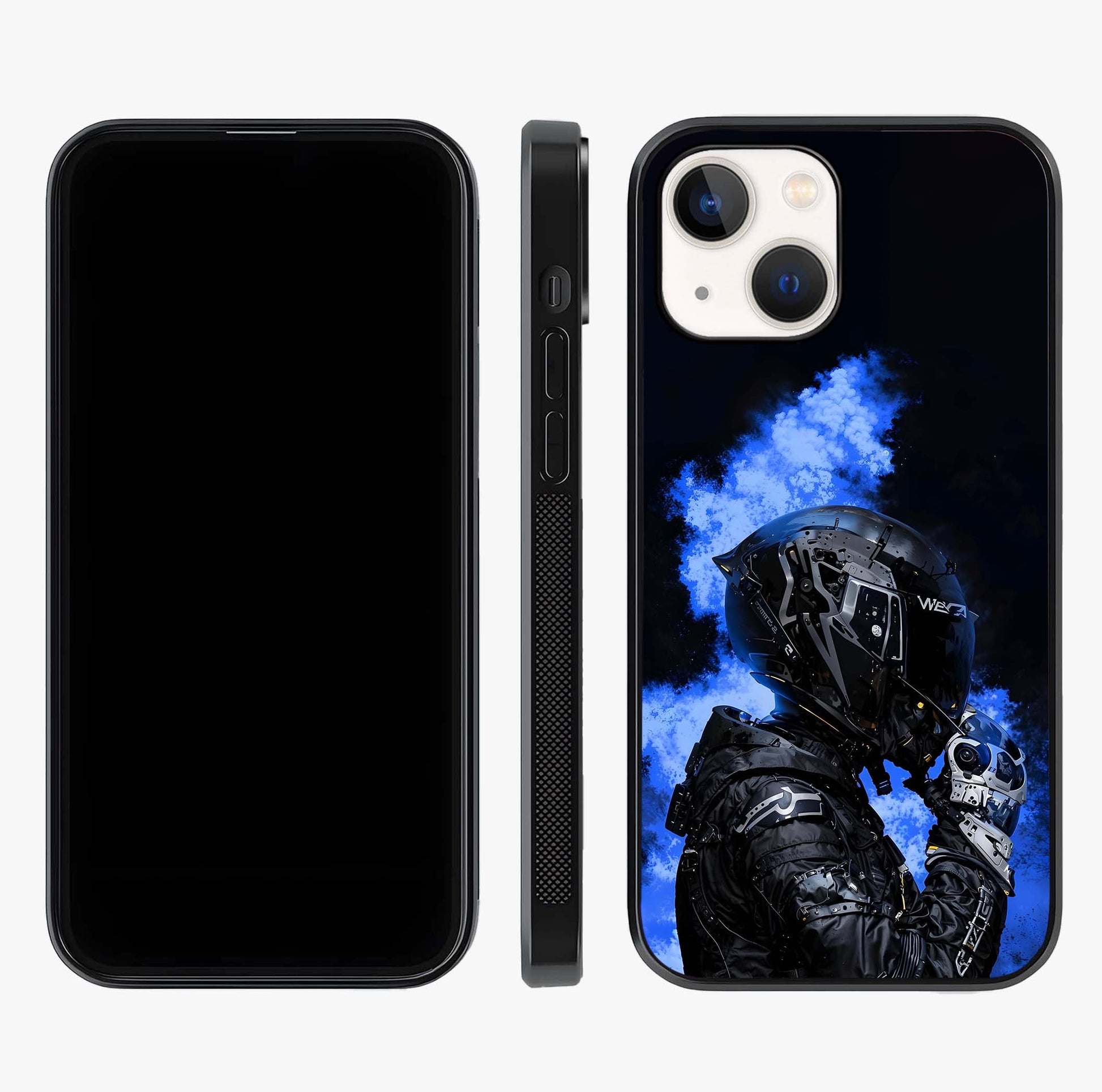 Cyber Sentinel Protocol Glass Case displayed upright for full design visibility and premium finish.