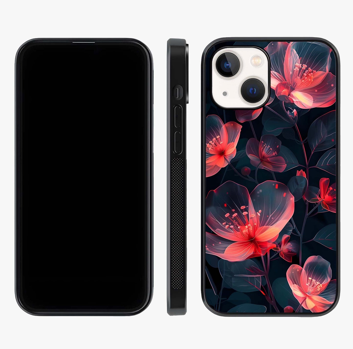 Dark Shade Of Flower Glass Case displayed upright for full design visibility and premium finish.