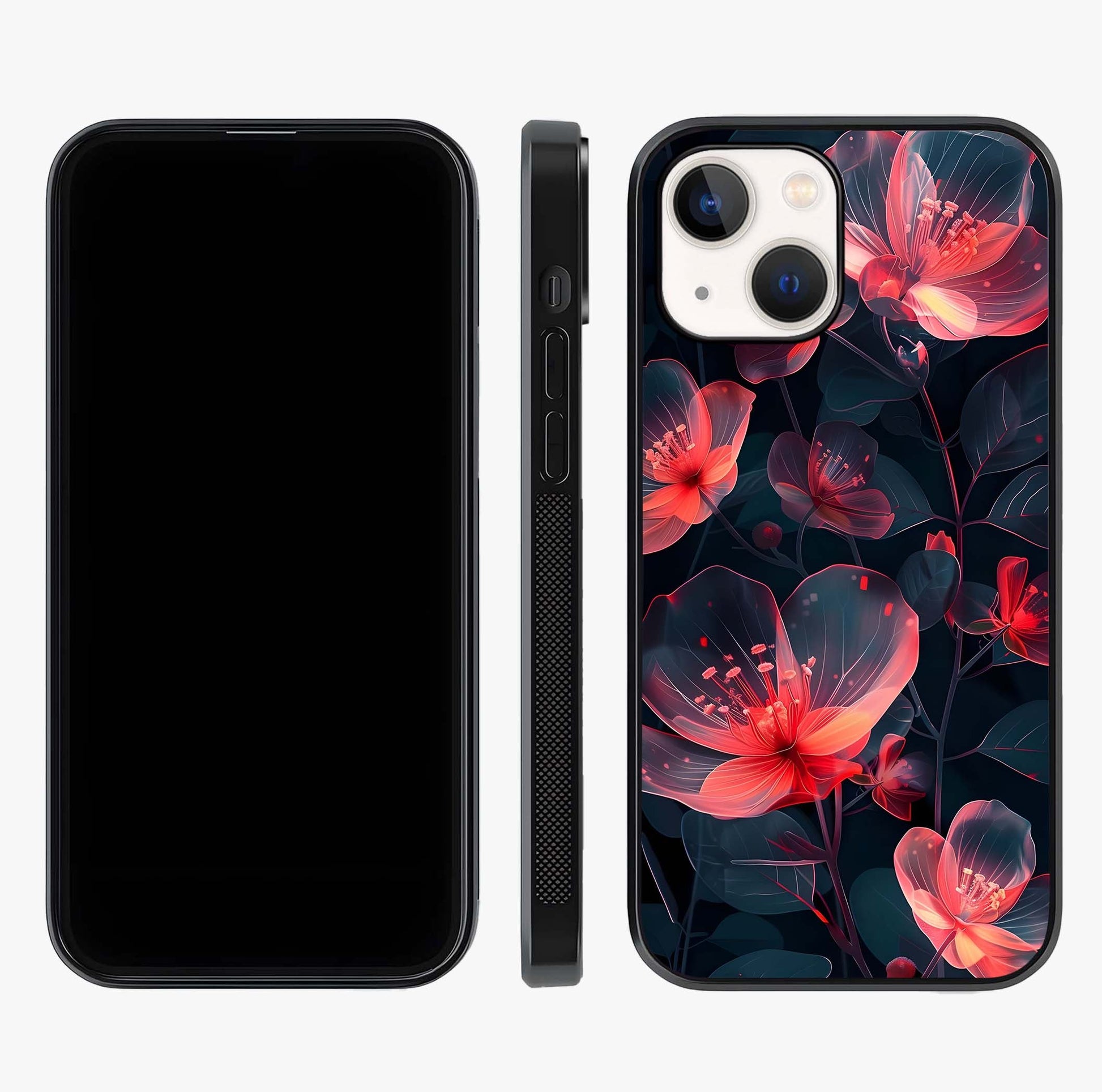 Dark Shade Of Flower Glass Case displayed upright for full design visibility and premium finish.
