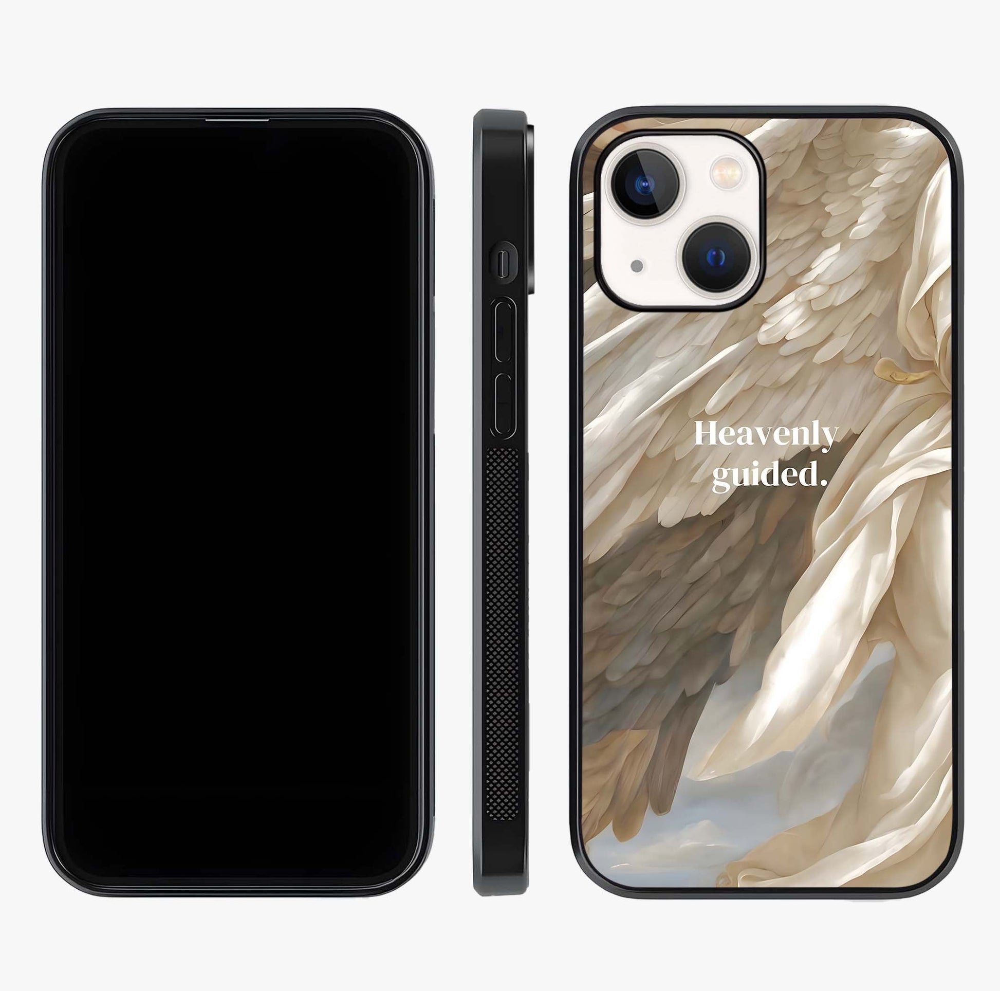 Divine Winged Grace Glass Case displayed upright for full design visibility and premium finish.