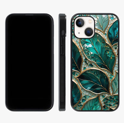 Emerald Leaf Glass Glass Case displayed upright for full design visibility and premium finish.
