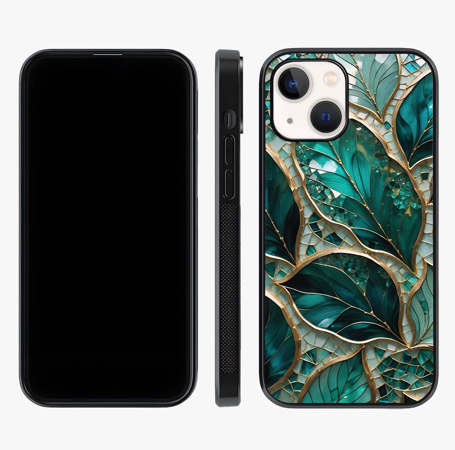 Emerald Leaf Glass Glass Case displayed upright for full design visibility and premium finish.