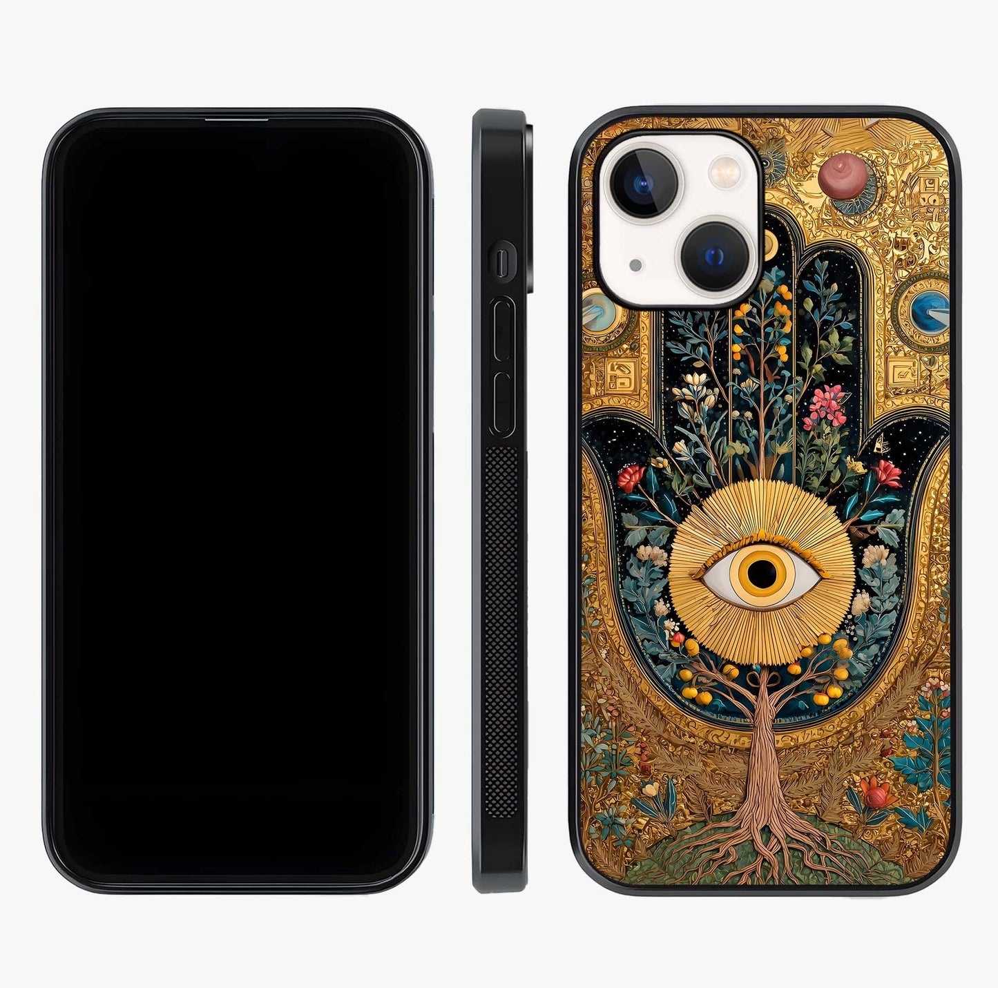 Ethereal Evil Eye Glass Case displayed upright for full design visibility and premium finish.
