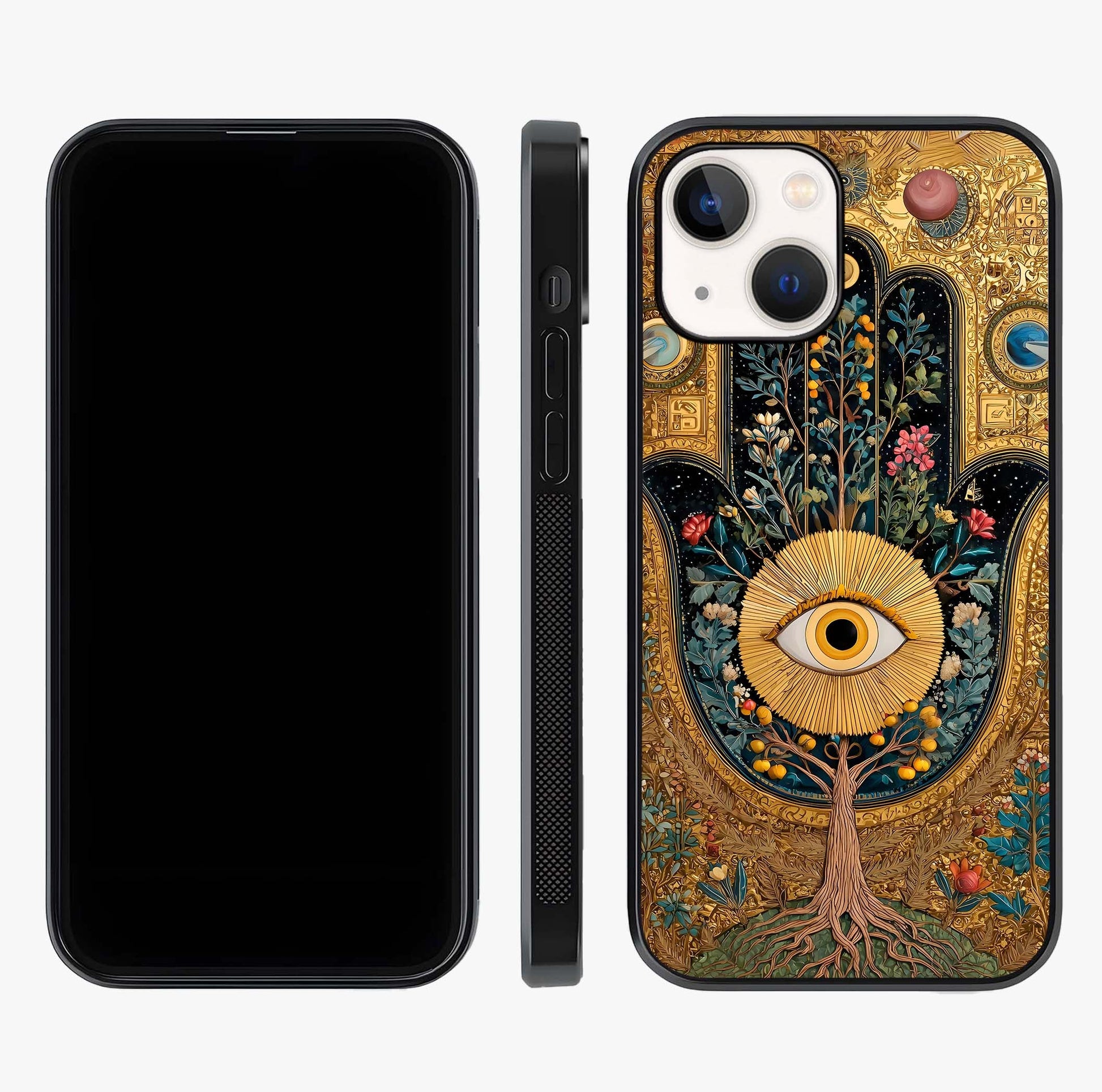 Ethereal Evil Eye Glass Case displayed upright for full design visibility and premium finish.