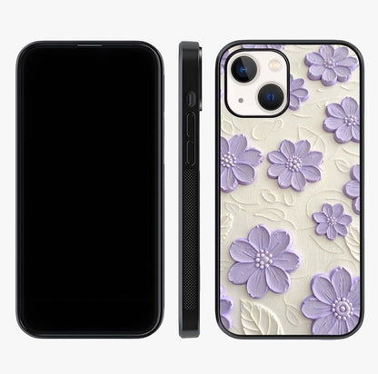 Floral Wall Art With Purple Flowers Glass Case displayed upright for full design visibility and premium finish.