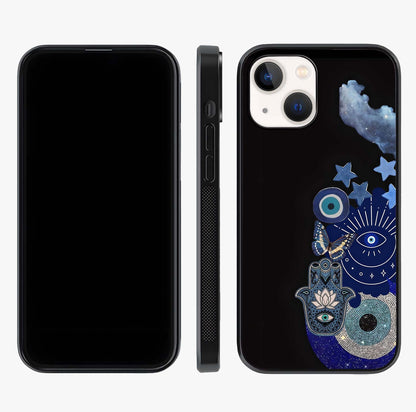 Galactic Charm Cluster Glass Case displayed upright for full design visibility and premium finish.