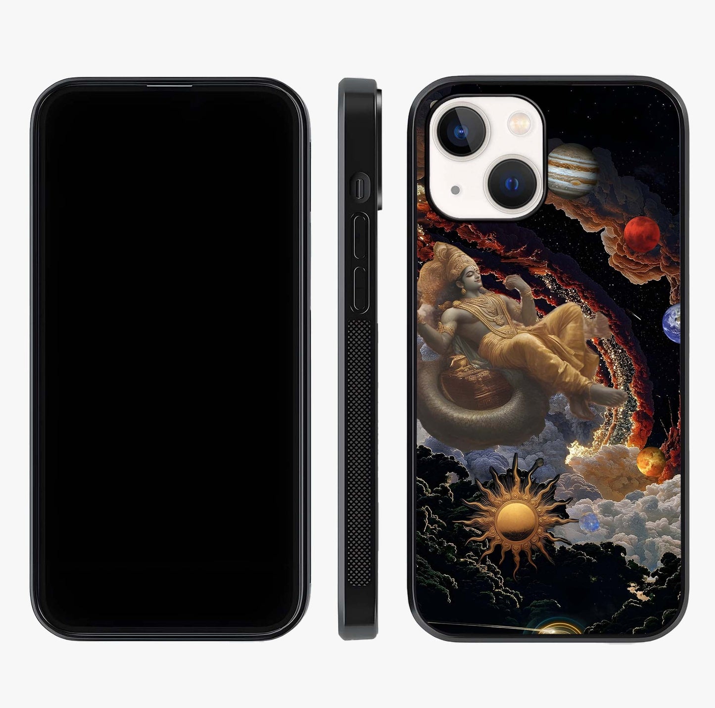 Galactic Divine God Glass Case displayed upright for full design visibility and premium finish.
