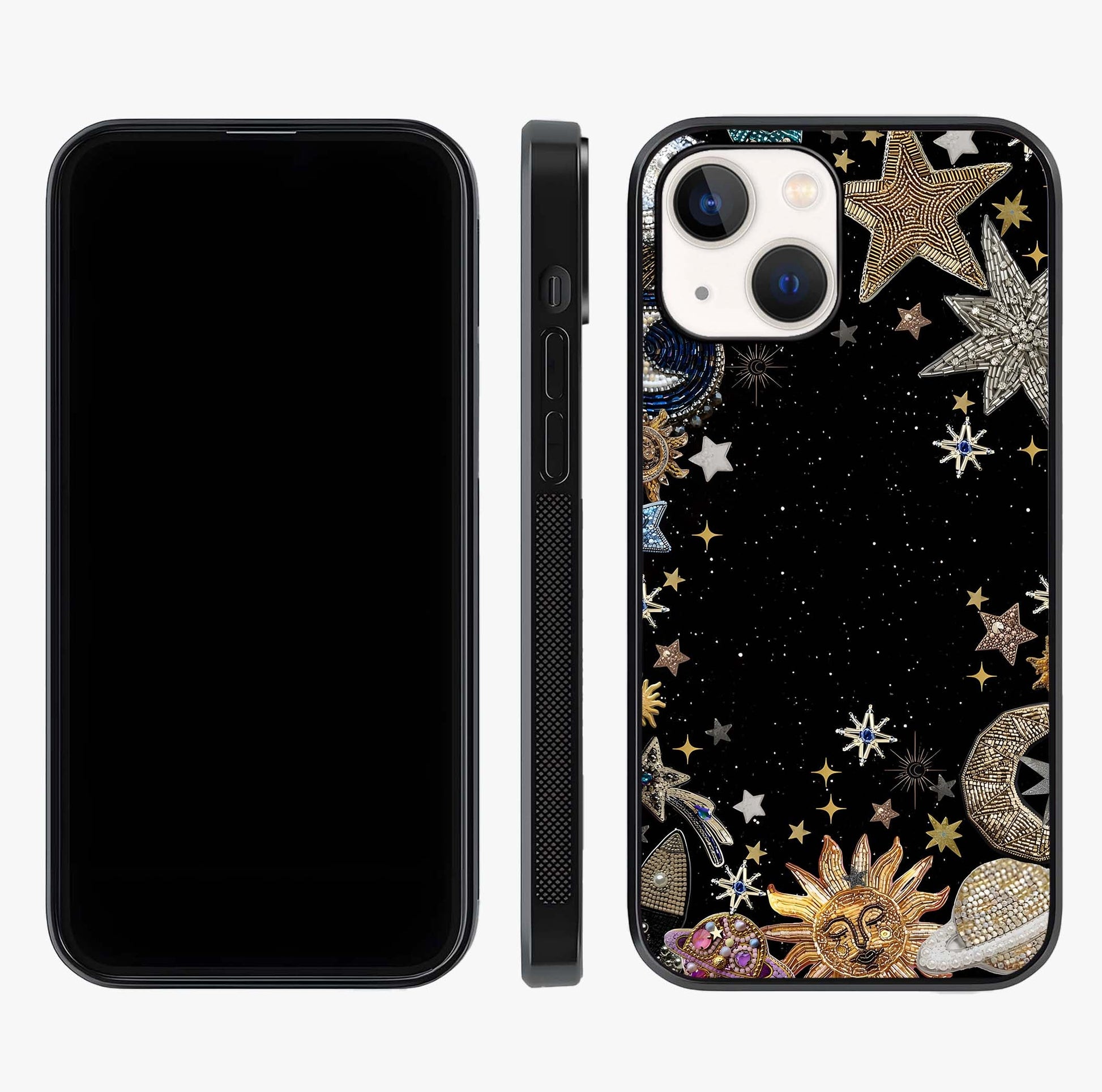 Galactic Jewel Stars Glass Case displayed upright for full design visibility and premium finish.