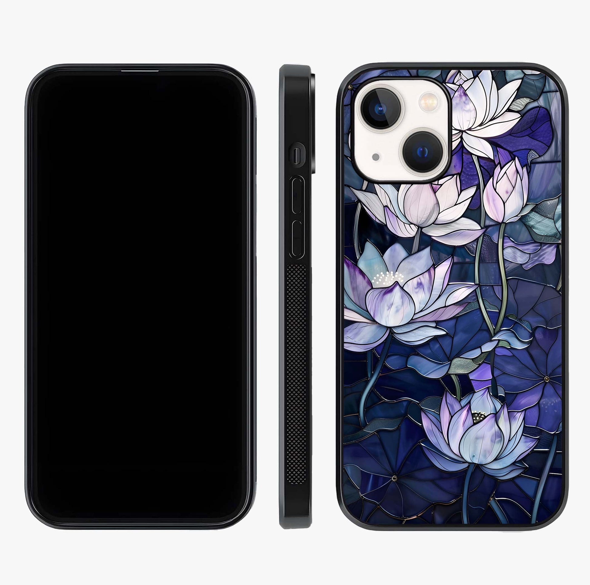 Gloss Petal Rush Glass Case displayed upright for full design visibility and premium finish.