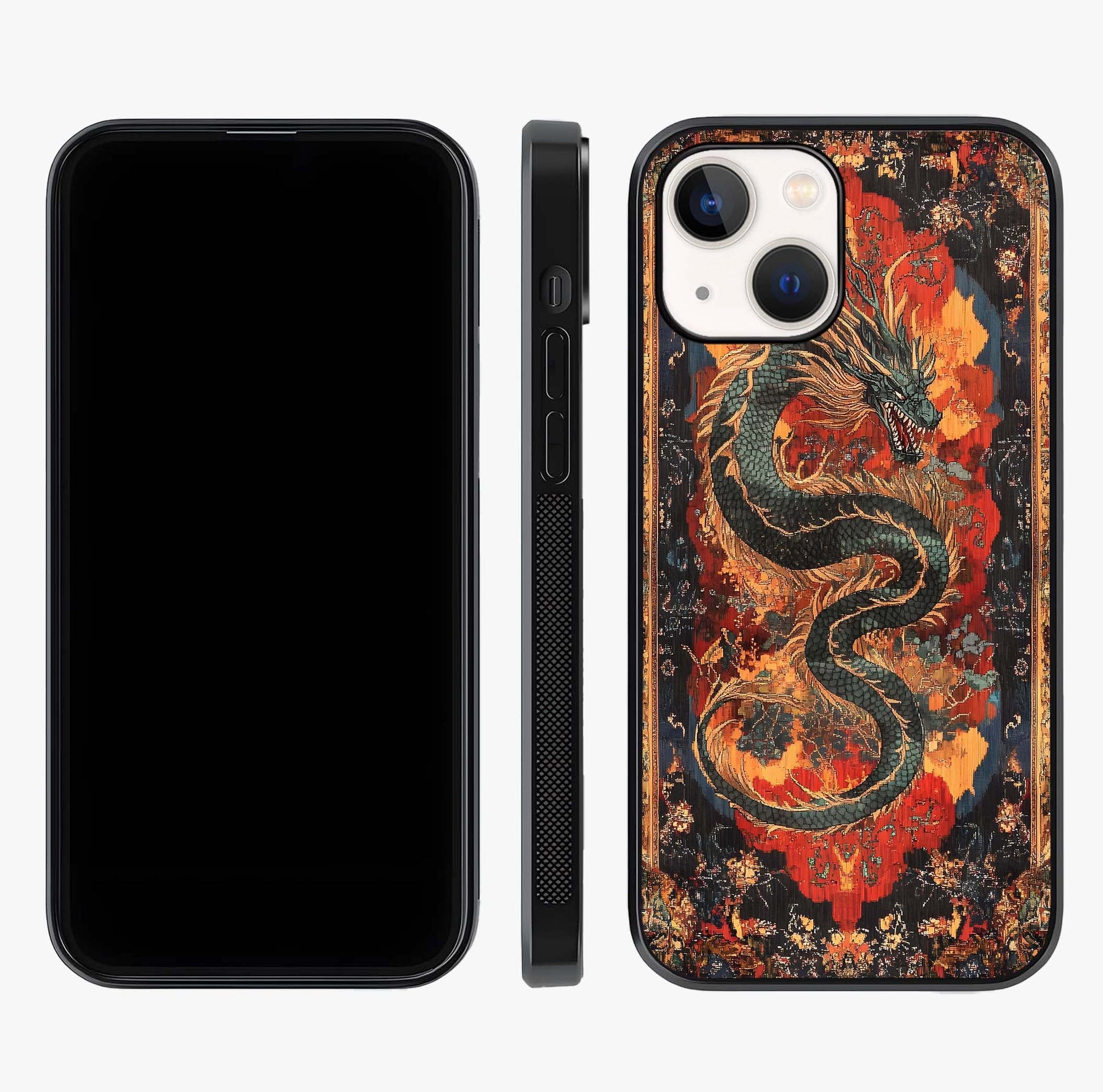 Inferno Dragon Soul Glass Case displayed upright for full design visibility and premium finish.
