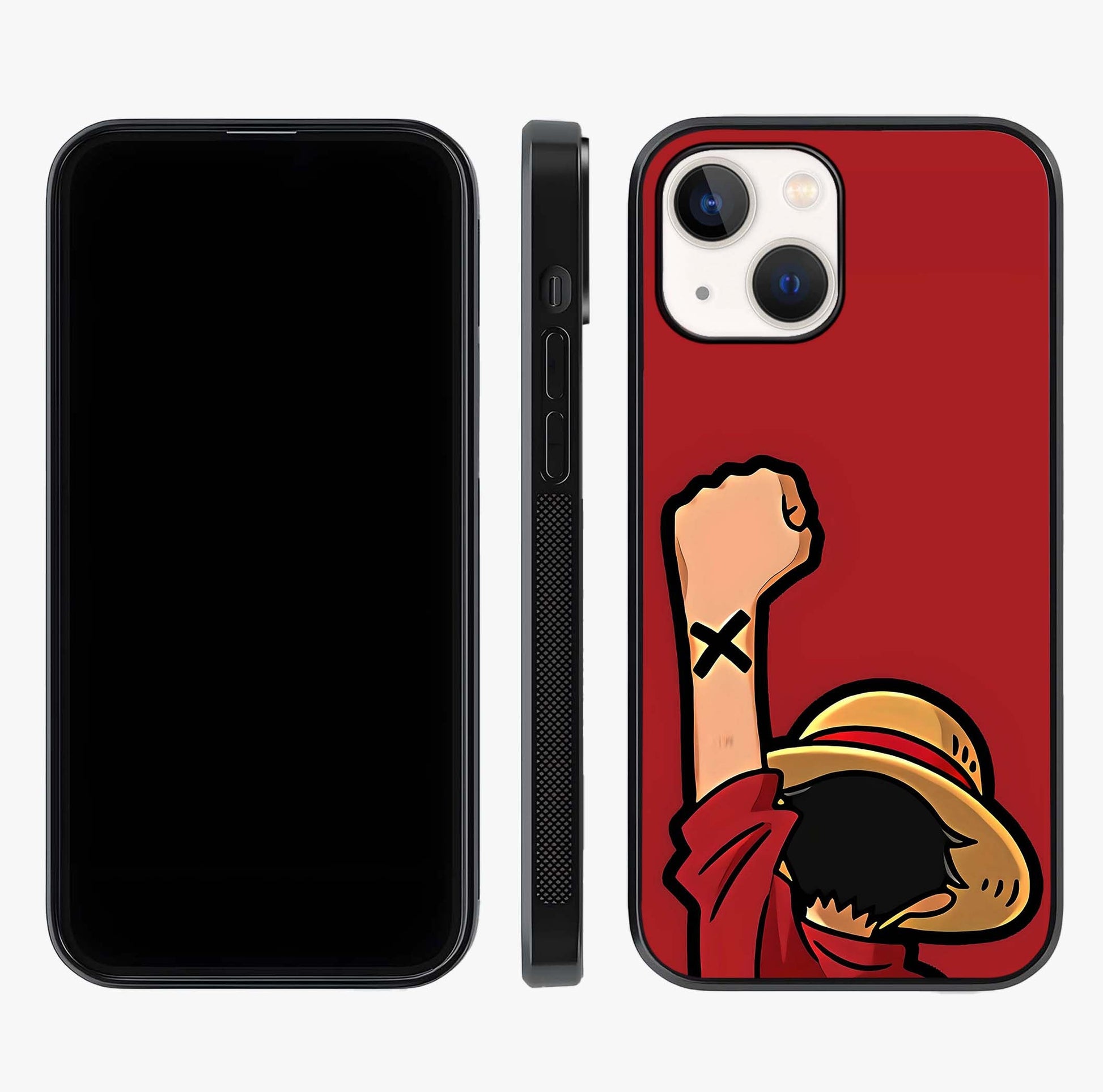 Luffy X Spirit Glass Case displayed upright for full design visibility and premium finish.