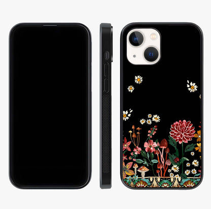 Midnight Bloom Pattern Glass Case displayed upright for full design visibility and premium finish.