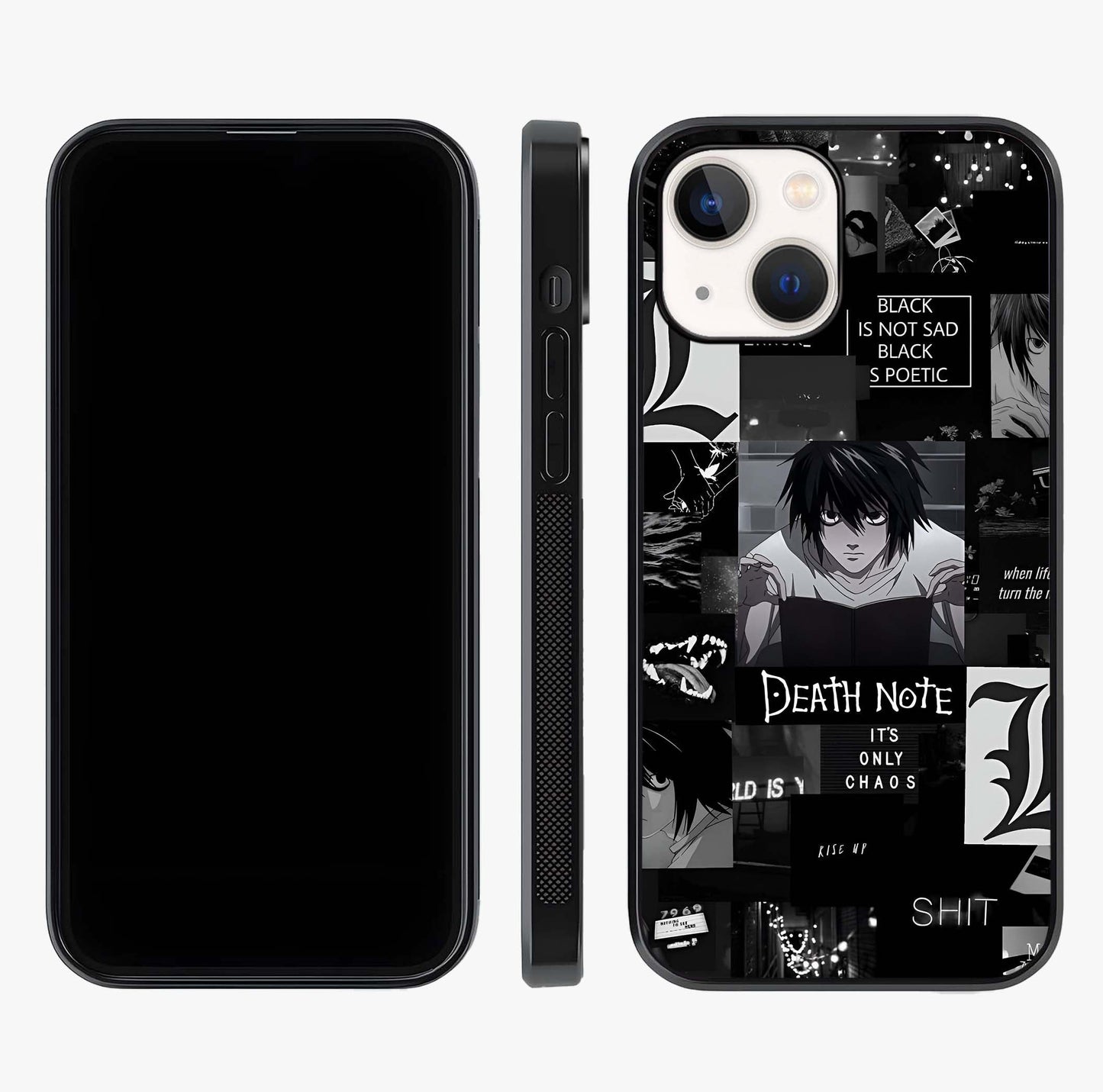 Midnight Chaos Mind Glass Case displayed upright for full design visibility and premium finish.